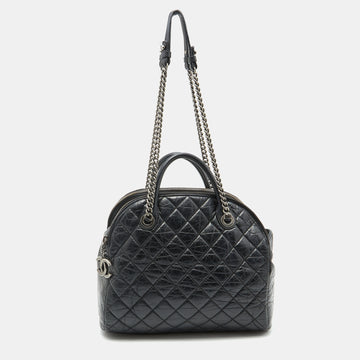 Chanel Black Quilted Leather CC Bowling Bag