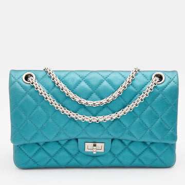 Chanel Metallic Teal Blue Quilted Leather Reissue 2.55 Classic 226 Flap Bag