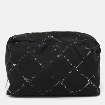 Chanel Black Quilted Print Nylon Travel Ligne Cosmetic Pouch