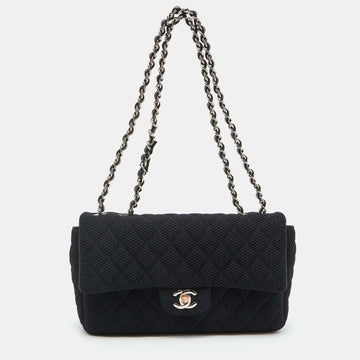 Chanel Black Quilted Mesh Medium Classic Single Flap Bag