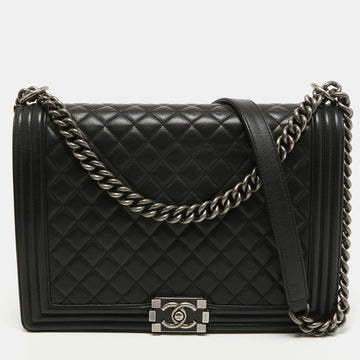 Chanel Black Quilted Leather Large Boy Flap Bag