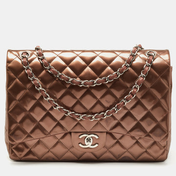 Chanel Old Rose Coated Canvas Maxi Classic Double Flap Bag