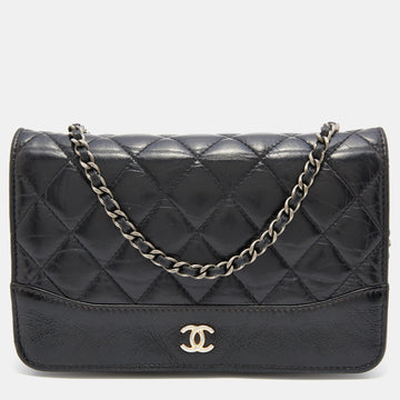 Chanel Black Quilted Leather CC Gabrielle Wallet On Chain