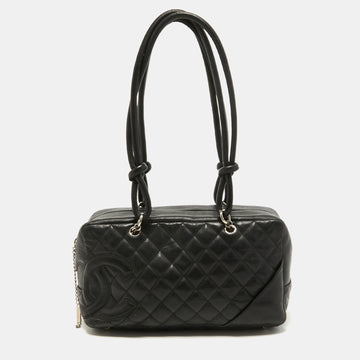 Chanel Black Quilted Leather Cambon Ligne Bowler Bag