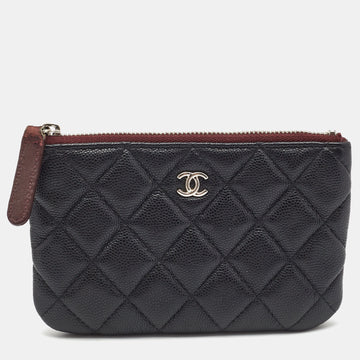 Chanel Black Caviar Leather Mini O Case Zip Pouch