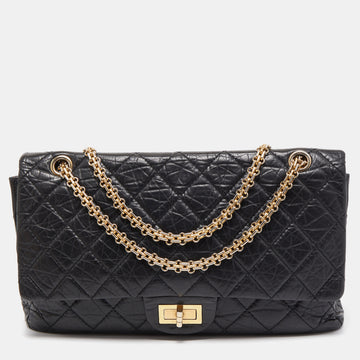 Chanel Black Quilted Aged Leather Reissue 2.55 Classic 227 Flap Bag