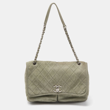 Chanel Mint Green Quilted Nubuck Maxi Natural Beauty Flap Bag