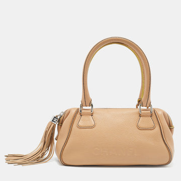 CHANEL Beige Leather LAX Tassel Bag