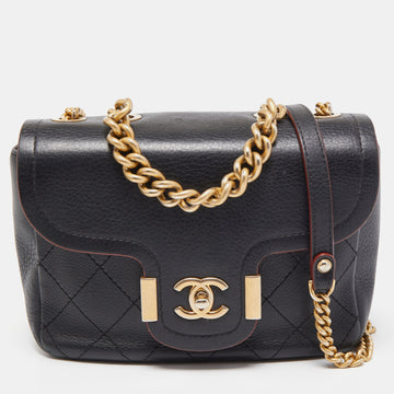 CHANEL Black Quilted Leather Archi Chic Flap Bag