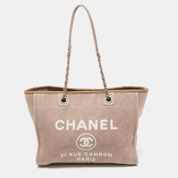 CHANEL Beige Canvas Medium Deauville Tote