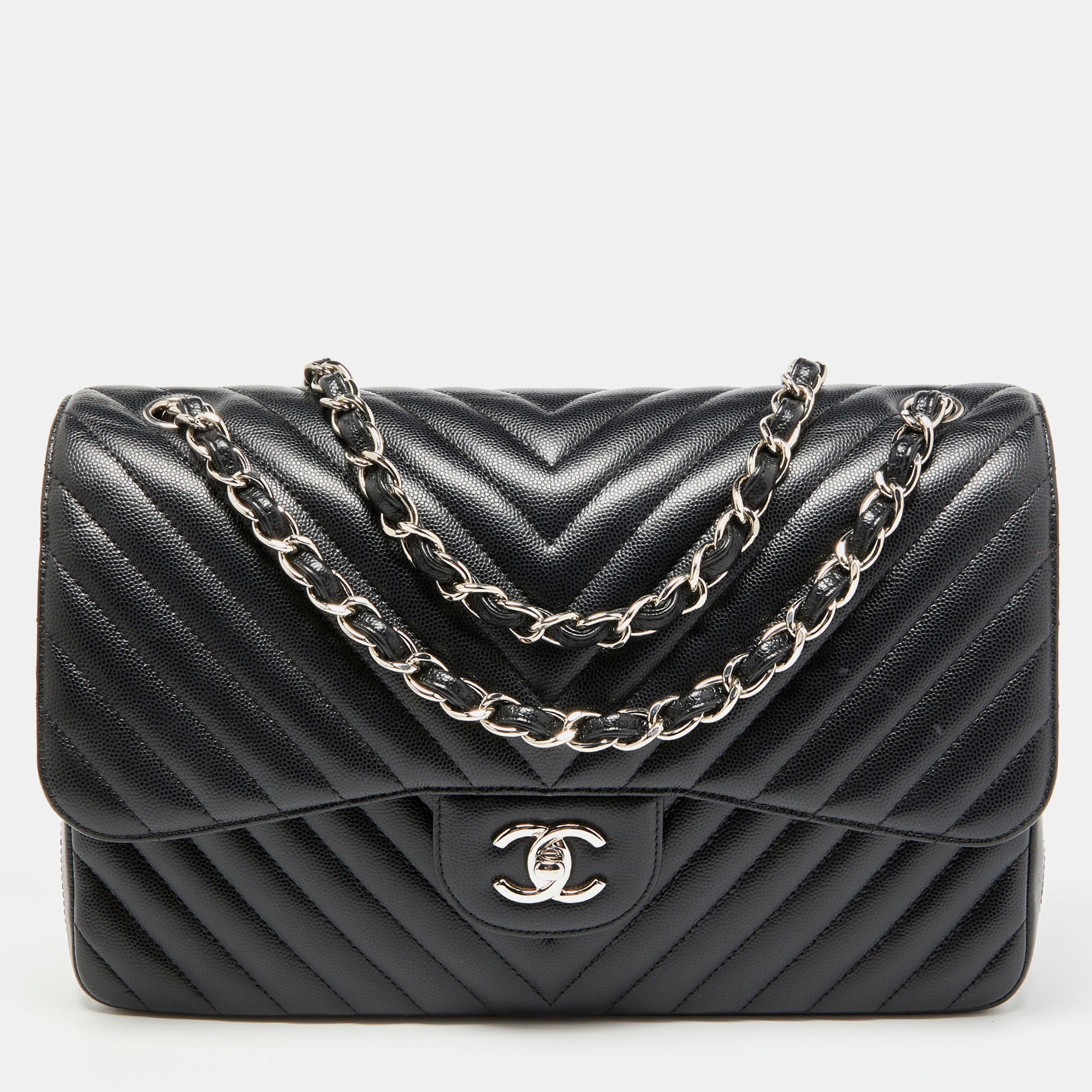 Caviar quilted jumbo discount double flap black