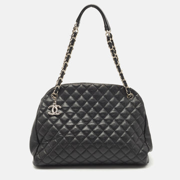 CHANEL Black Quilted Caviar Leather Medium Just Mademoiselle Bowler Bag