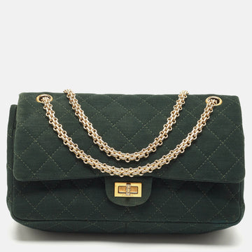 CHANEL Emerald Green Quilted Jersey Reissue 2.55 Classic 226 Flap Bag