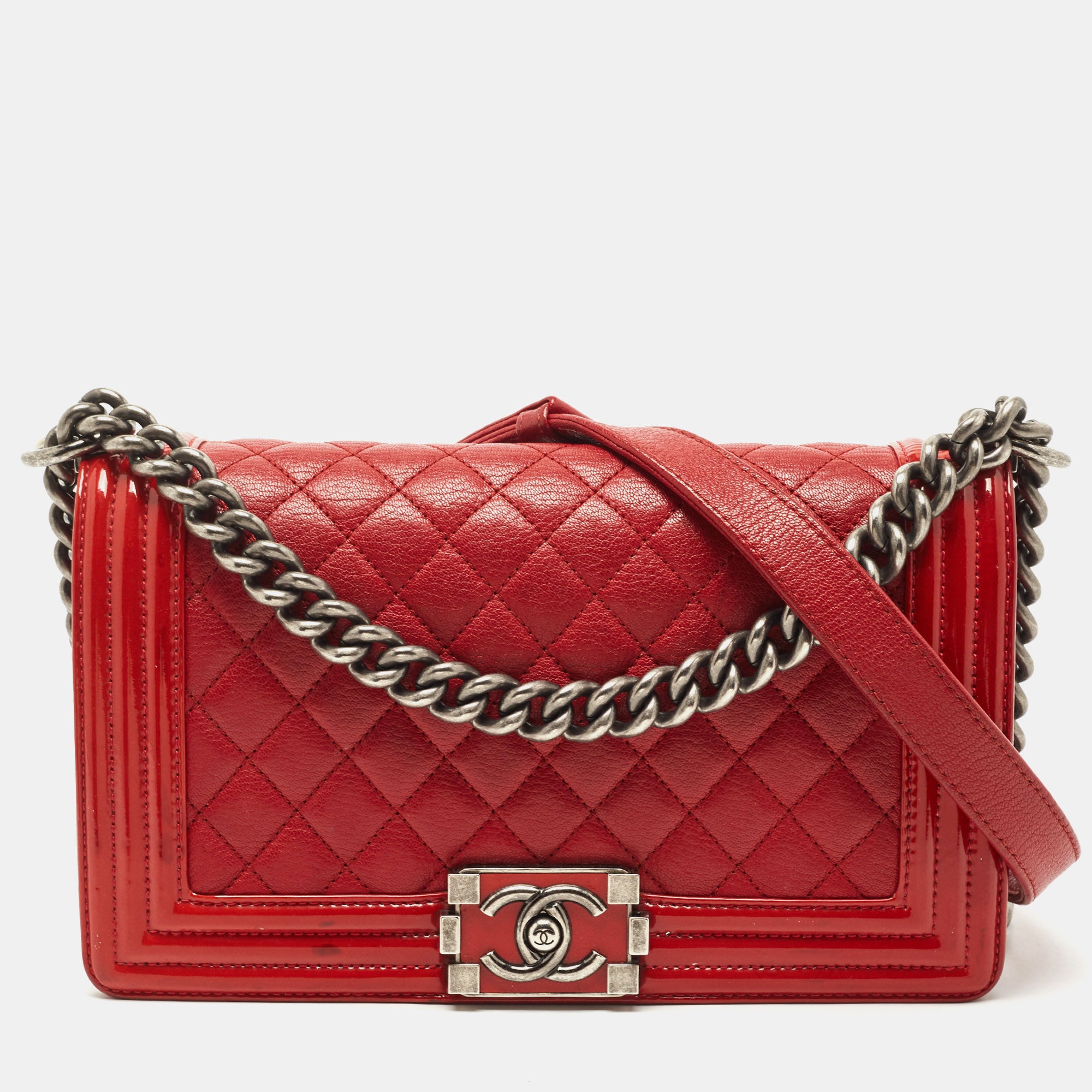 Chanel Red Lambskin Rectangular Mini Flap Top Handle Light Gold Hardware –  Madison Avenue Couture