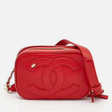 CHANEL Red Leather CC Mania Waist Bag