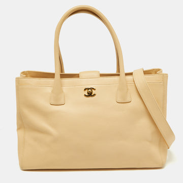 CHANEL Beige Leather Cerf Shopper Tote