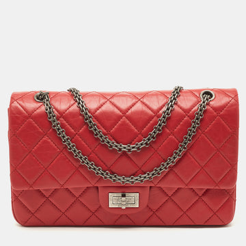 CHANEL Red Quilted Aged Leather Reissue 2.55 Classic 227 Flap Bag