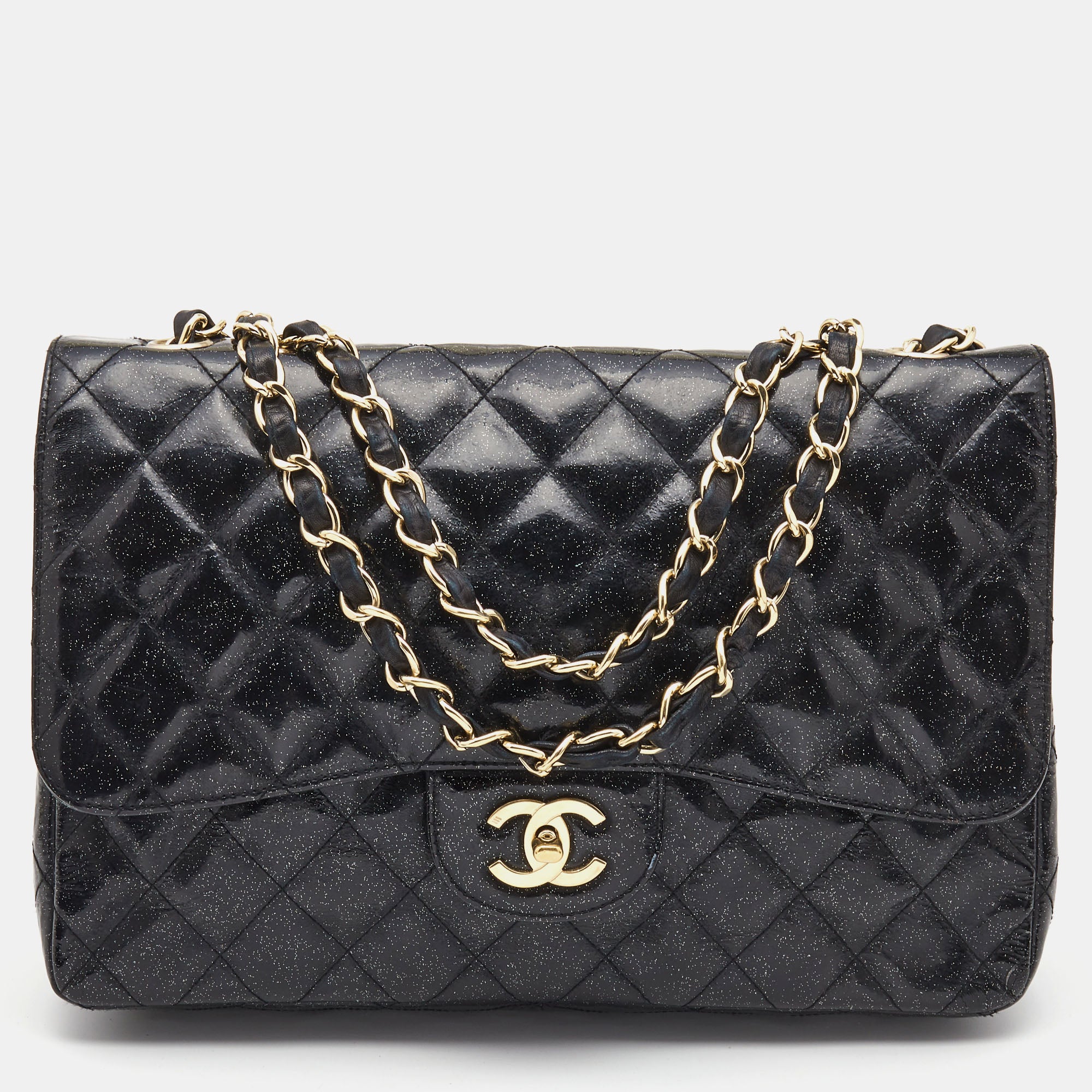 Chanel black discount patent leather bag