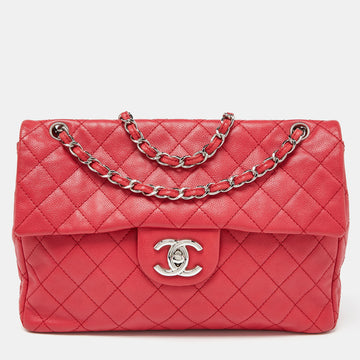 CHANEL Red Quilted Caviar Leather Maxi Classic Single Flap Bag