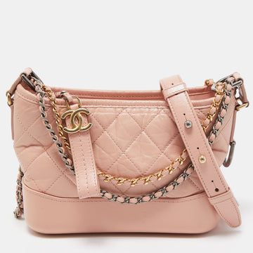 CHANEL Pink Quilted Leather Small Gabrielle Hobo