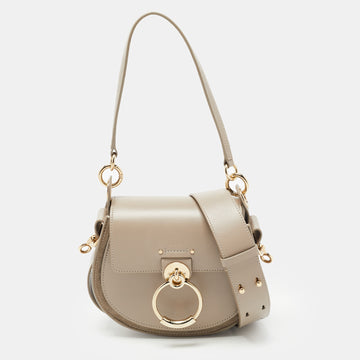 Chloe Grey Leather and Suede Small Tess Shoulder Bag