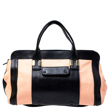 Chloe Orange/Black Leather Large Alice Satchel