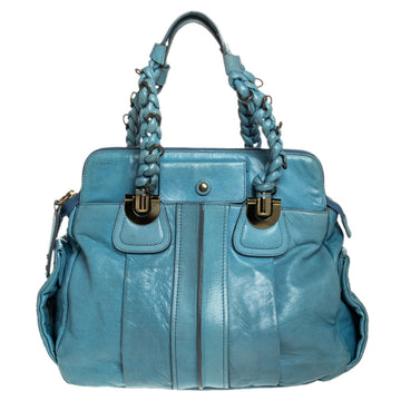 Chloe Light Blue Leather Heloise Satchel