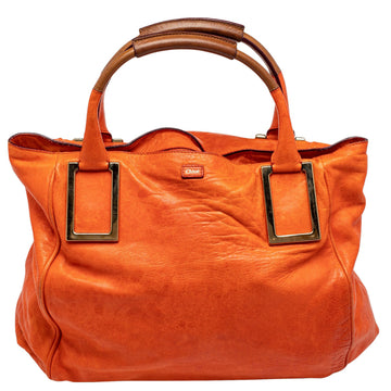 Chloe Orange Leather Large Ethel Tote