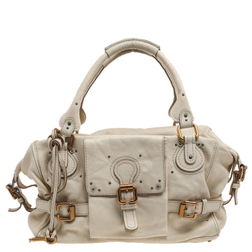 Chloe Off-White Leather Front Pocket Paddington Satchel