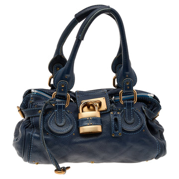 Chloe Blue Leather Medium Paddington Satchel