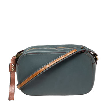Chloe Stone Blue/Brown Leather Zip Crossbody Bag