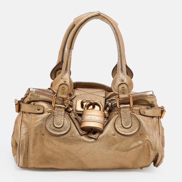 Chloe Gold Leather Medium Paddington Satchel