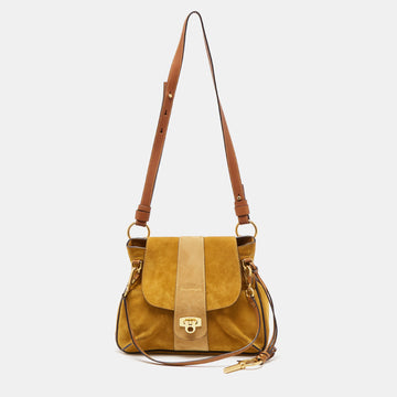Chloe Tan/Brown Suede and Leather Small Lexa Shoulder Bag