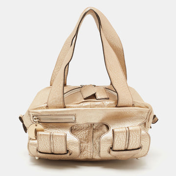 Chloe Metallic Gold Leather Saskia Satchel