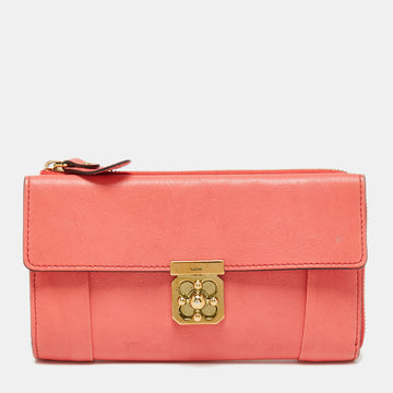 Chloe Coral Leather Elsie Continental Wallet