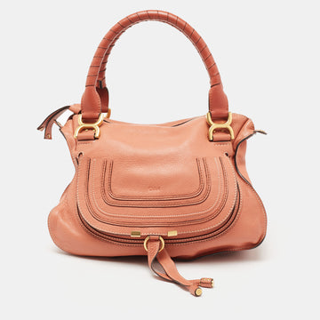 Chloe Peach Leather Medium Marcie Shoulder Bag