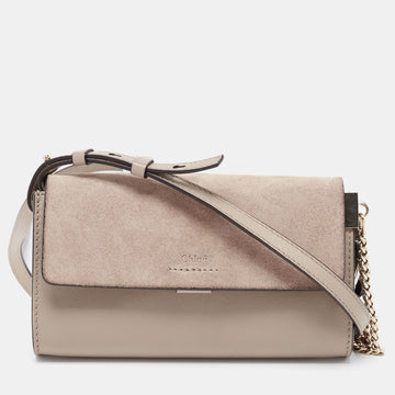 Chloe Grey Leather And Suede Mini Faye Shoulder Bag