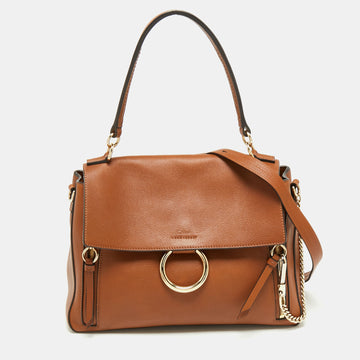 Chloe Brown Leather and Suede Medium Faye Day Top Handle Bag