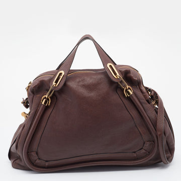 Chloe Dark Brown Leather Large Paraty Satchel