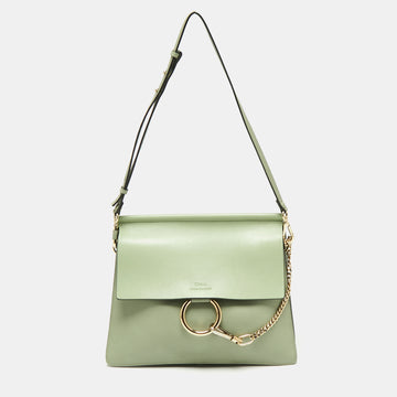 Chloe Avocado Green Leather Medium Faye Shoulder Bag