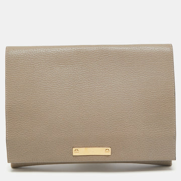 Chloe Grey Leather Flap Clutch