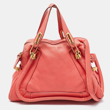 Chloe Coral Leather Medium Paraty Tote