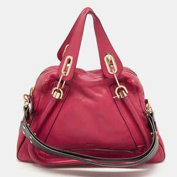 Chloe Pink/Black Leather Medium Paraty Satchel