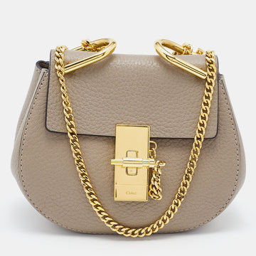 Chloe Grey Leather Nano Drew Shoulder Bag