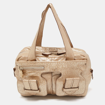 CHLOE Gold Leather Saskia Satchel