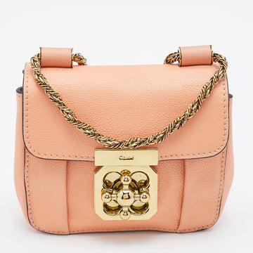 Chloe Peach Leather Mini Elsie Crossbody Bag