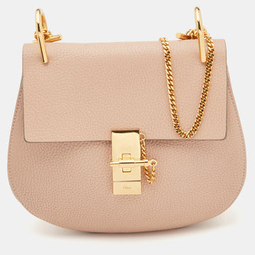 CHLOE Light Peach Leather Medium Drew Shoulder Bag