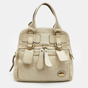 CHLOE Cream Leather Bay Satchel