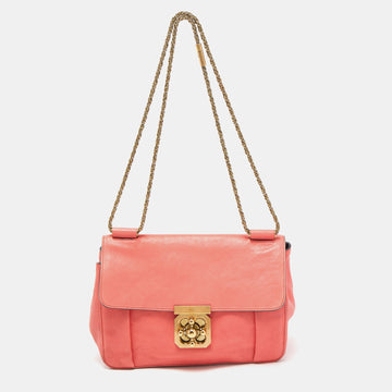 CHLOE Coral Orange Leather Medium Elsie Shoulder Bag