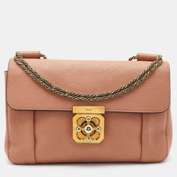 CHLOE Peach Leather Medium Elsie Chain Flap Shoulder Bag